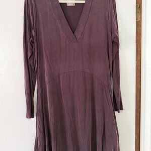 Dolan Left Coast Long Sleeve V-Neck Dress in Deep Purple